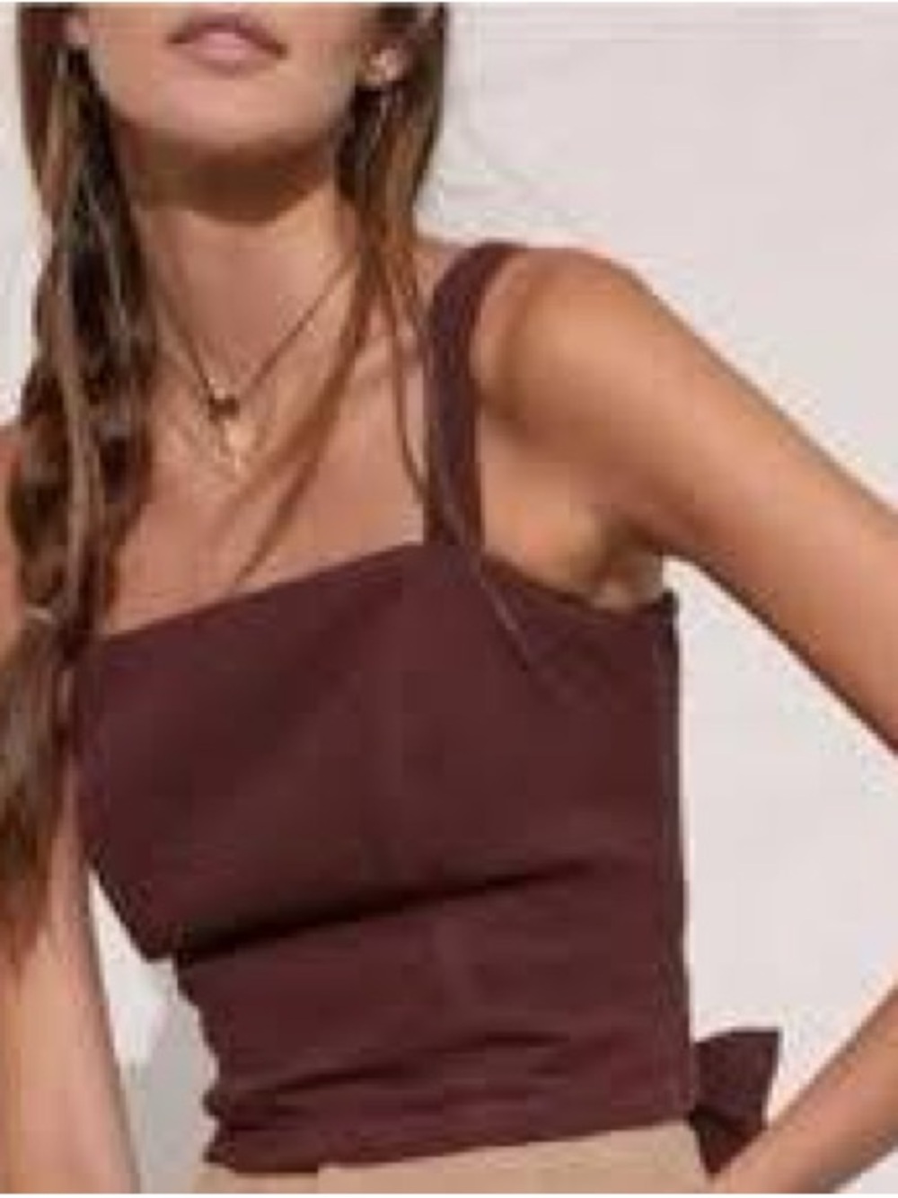 Maroon cotton square-neck tank - S - like new